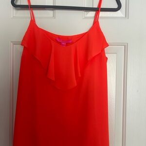 Women's Vibrant Orange Ruffle Top